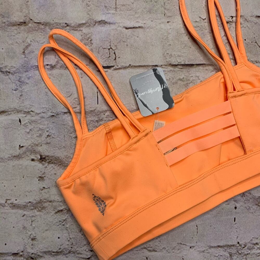 Free People Idris Solid Strappy Back Back Bra in Peach Horizon - Picture 7 of 7